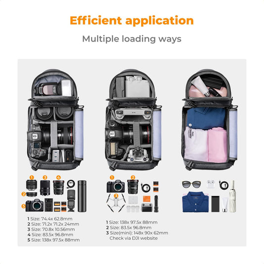K&F Concept Camera Sling Bag Crossbody Bag Camera Shoulder Backpack DSLR/SLR/Mirrorless Photography Bags Compatible with Canon/Nikon/Sony/Fuji/Gopro/DJI