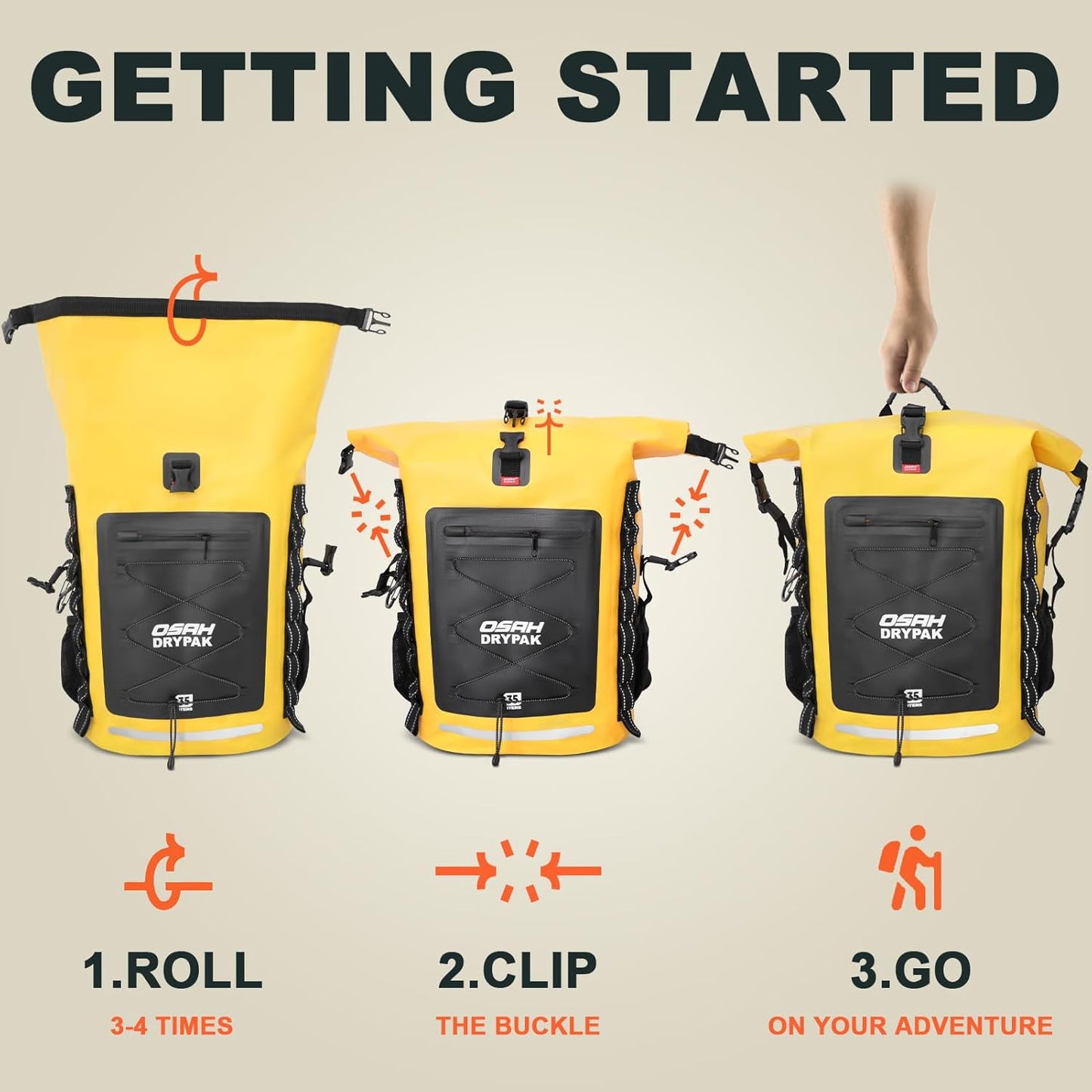 Waterproof Backpack Dry Bag 35L/55L/85L – Heavy Duty Roll-Top Hiking Backpack for Travel, Kayaking, Boating, Camping, Rafting and Fishing