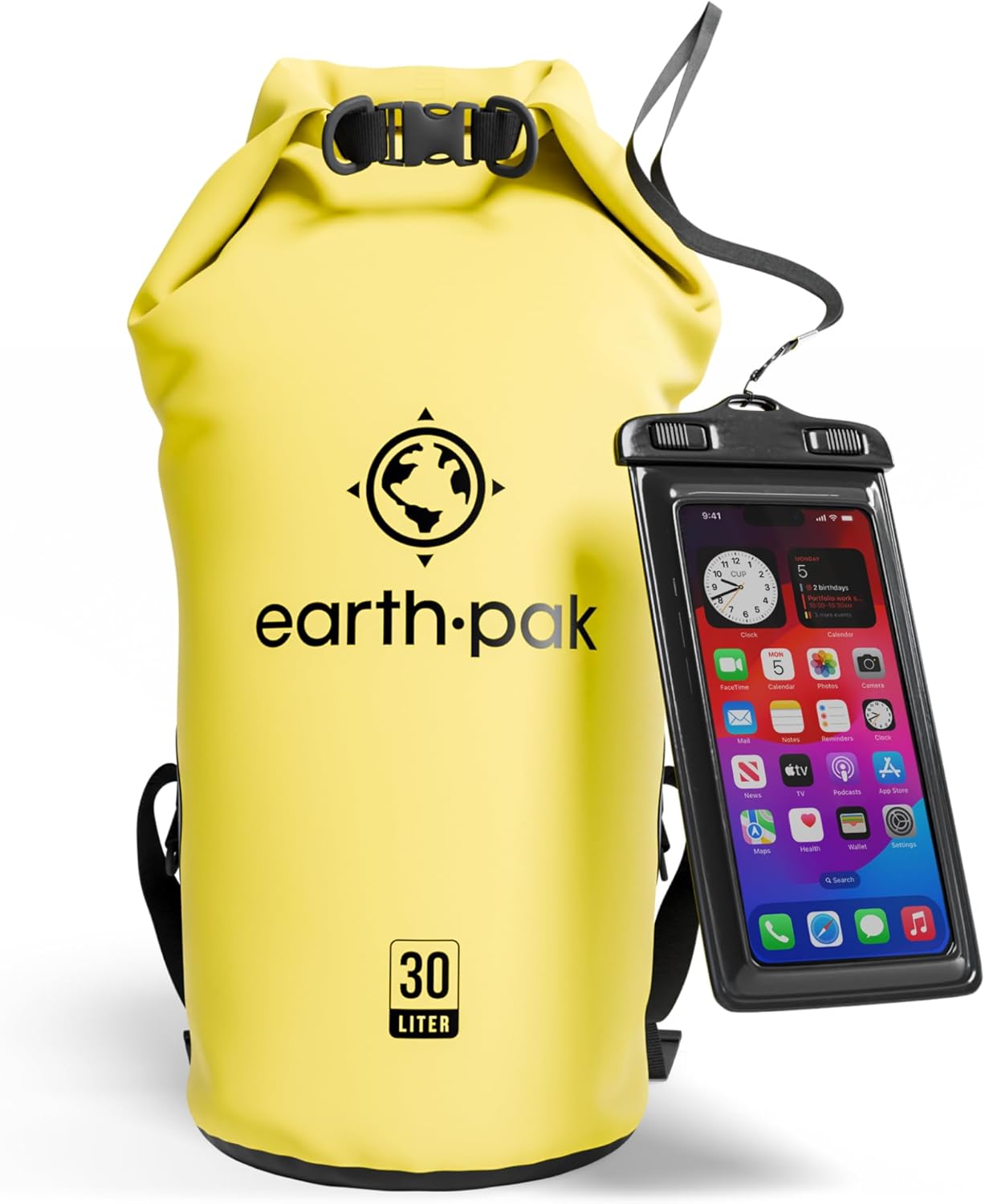 Earth Pak Waterproof Dry Bag - Roll Top Waterproof Backpack Sack Keeps Gear Dry for Kayak with Waterproof Phone Case
