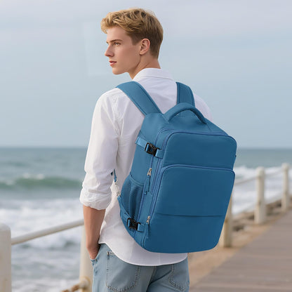 Travel Backpack, Carry on Flight Approved Backpack with Multi-Pockets, TSA Waterproof 17.3inch Laptop Backpack, Personal Item Travel Bag for Men Women, Deep Blue