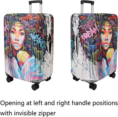 WUJIAONIAO Travel Luggage Cover Baggage Suitcase Cover Protector Skins 18-32 Inch (Graffiti A8, M (for 22-24 inch luggage))