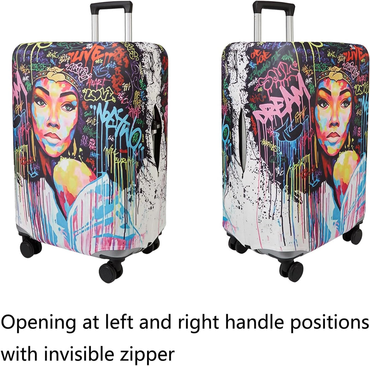 WUJIAONIAO Travel Luggage Cover Baggage Suitcase Cover Protector Skins 18-32 Inch (Graffiti A8, S (for 18-20 inch luggage))