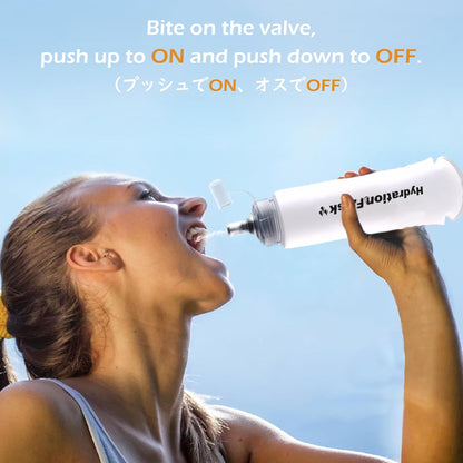 TRIWONDER TPU Collapsible Flask BPA-Free Soft Folding Water Bottles for Hydration Pack - Ideal for Running Hiking Cycling Climbing (500ml/16.9oz - White - Pack of 2)