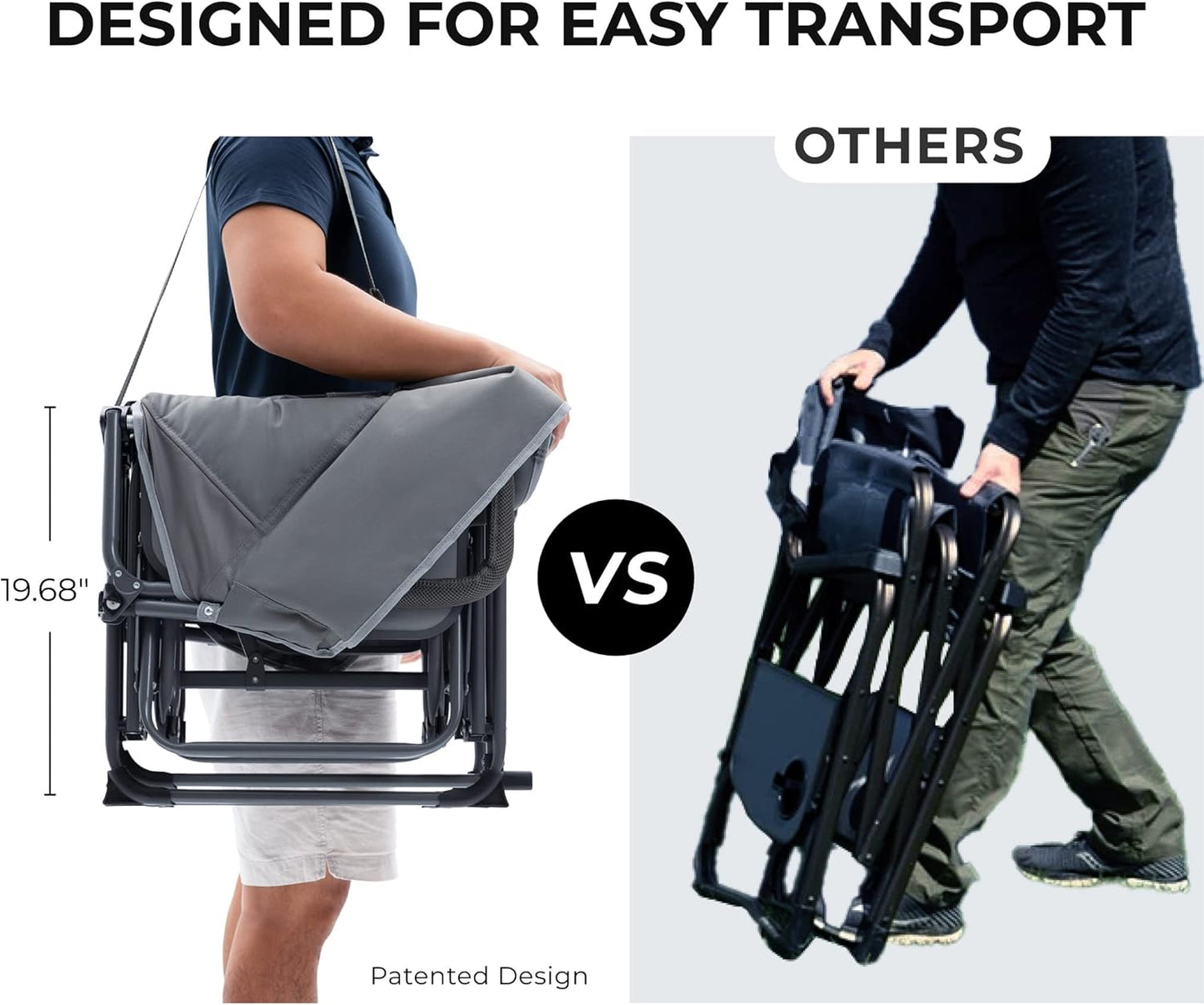 Oversized Double Portable Folding Director’s Loveseat Chair with Padded Backrest, Side Table | Outdoor Sports, Beach, Lawn, Hunting, Tailgating, Fishing| Supports 300 Lbs/Seat