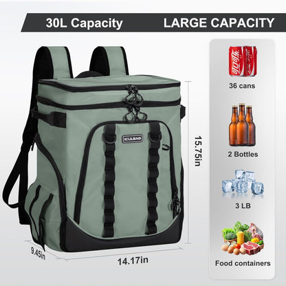 Beach Cooler Backpack for Men 36cans Insulated Backpack Cooler Lunch Bag for Women Camping Hiking Picnic Travel for 18 Hours Cooling 30L
