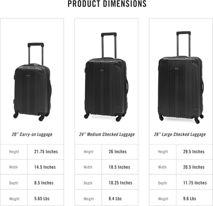 Kenneth Cole REACTION Out of Bounds Lightweight Hardshell 4-Wheel Spinner Luggage, Charcoal, 2-Piece Set (20" & 28")