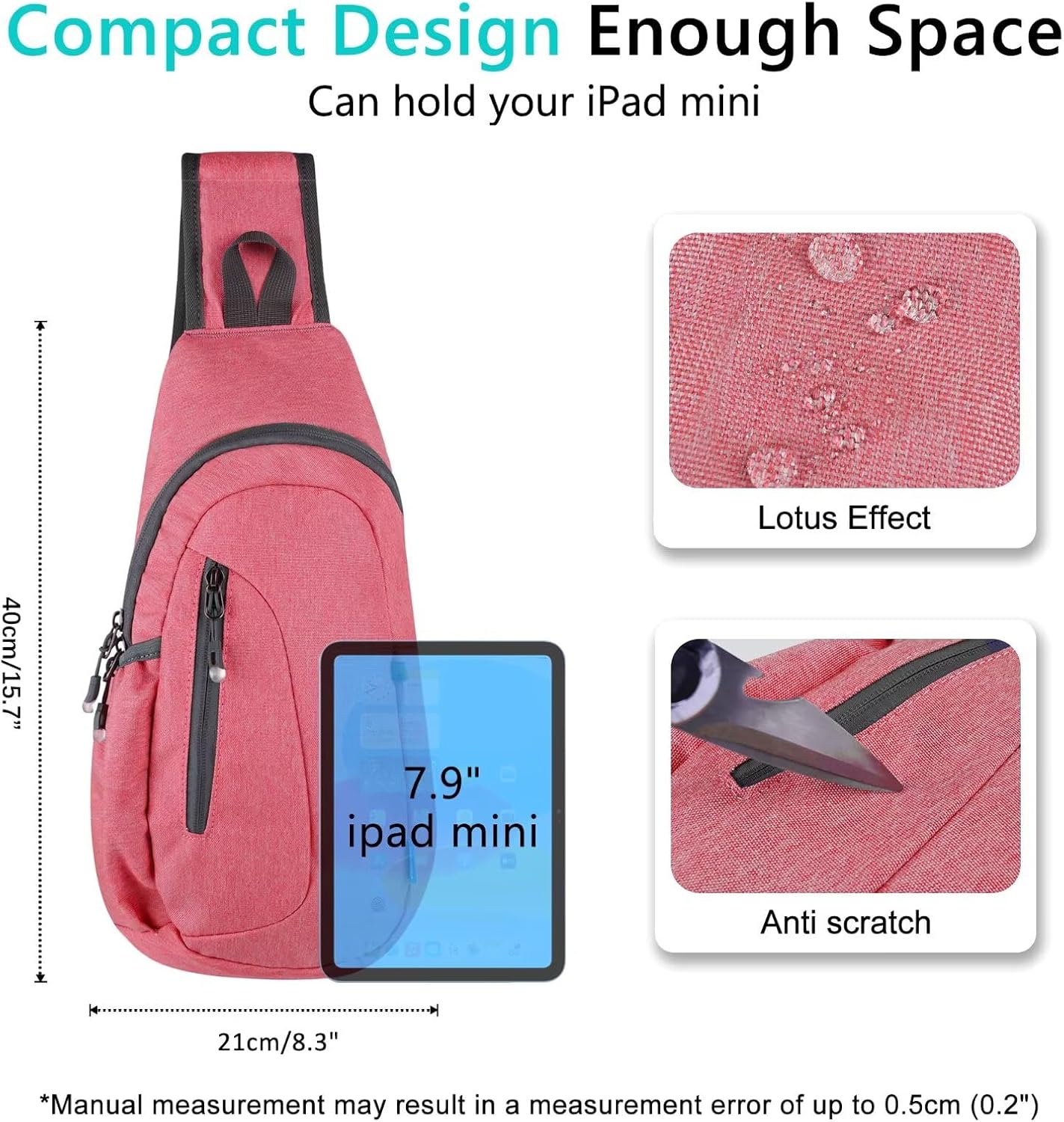 TITECOUGO Small Sling Bag, Lightweight Crossbody Backpack for Men Women, Shoulder Bag for Sports and Outdoor