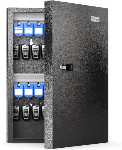 32 Key Cabinet Organizer, Lock Box, Security Storage for Valets, Hotels, Car and House Keys, Key Keeper Box - Black