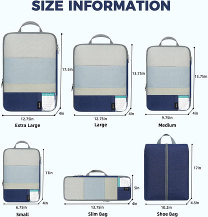 BAGAIL 6 Set/4 Set Lightweight Compression Packing Cubes for Travel, Anti-Tearing Expandable Organizer Bags for Suitcase