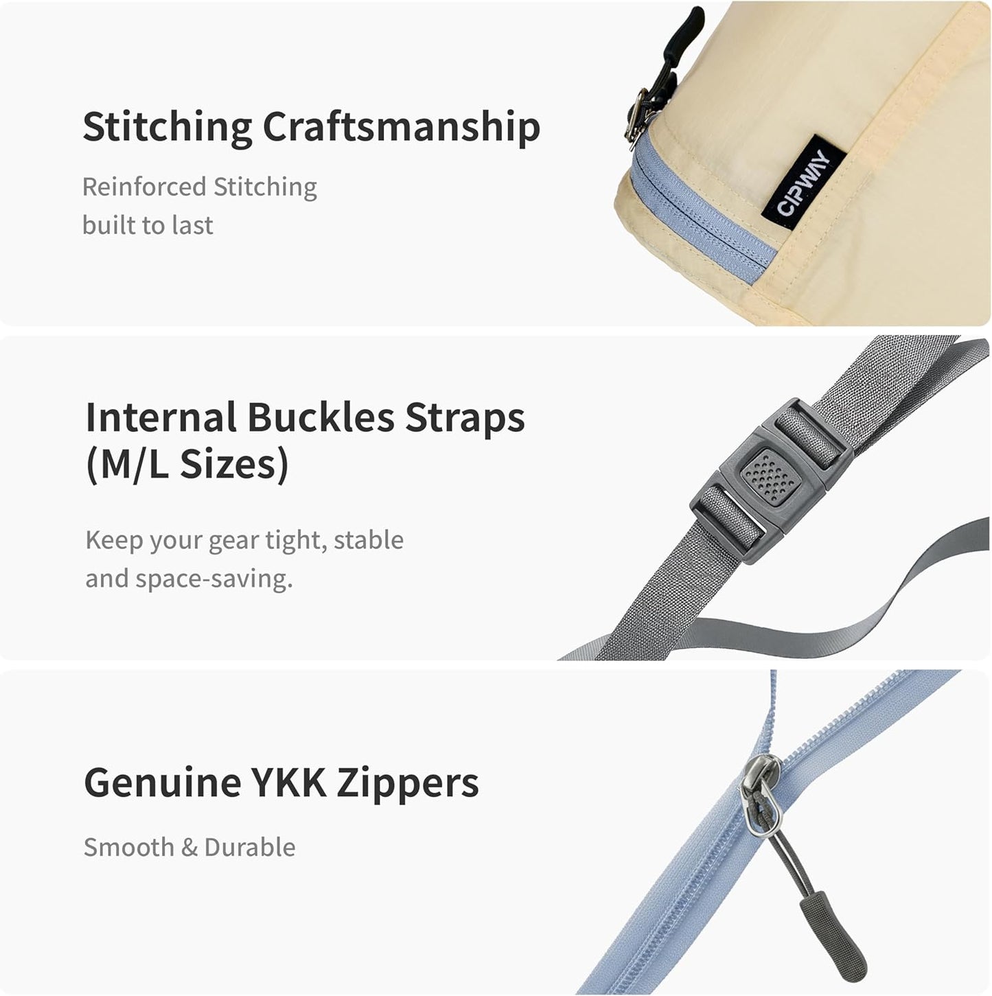 Cipway 5 Set Packing Cubes for Travel Suitcase Organizer for Accessories Luggage Carry On Suitcase Lightweight Vanilla Cream