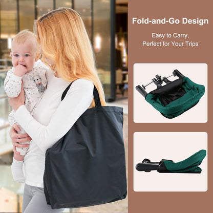 Hook On Chair with Removable Dining Tray, Portable Table High Chair, Folding Compact Baby Seat with Storage Bag for Indoor/Outdoor,Dark Green