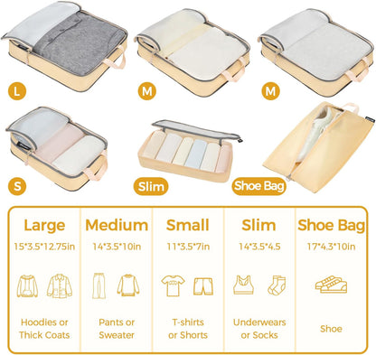 BAGAIL 6 Set Ultralight Compression Packing Cubes Packing Organizer for Travel Accessories Luggage Suitcase Backpack