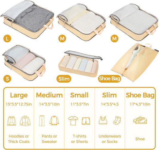 BAGAIL 6 Set Ultralight Compression Packing Cubes Packing Organizer for Travel Accessories Luggage Suitcase Backpack