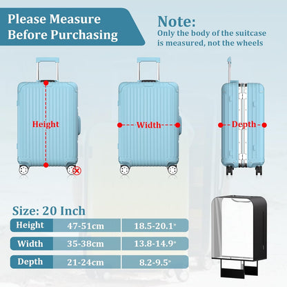 Upgraded Clear TPU Suitcase Cover Protector with Stretchable Black Sides, Fit 20 Inch Carry On Luggage TSA Approved, Waterproof & Anti-Scratch, Includes Free Red Luggage Tag