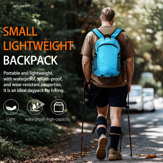 Small Hiking Daypack,15L Waterproof Hiking Backpack Packable Lightweight Travel Day Pack for Women Men (Blue, Small)