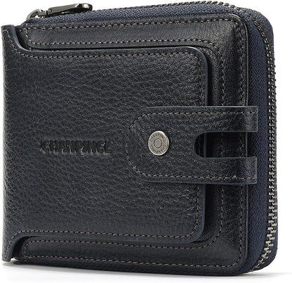 Men's brand buckle driver's license zipper genuine leather wallet, large by Alwaysoneoptionfitforyou