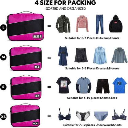 Packing Cubes Luggage Bags Organizer Durable Travel Accessories With Clothing Label