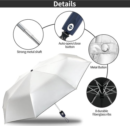 Color Coated Sun Umbrella UV Protection Compact Folding Windproof Parasols Travel Auto Open Close Shade Blocking UV