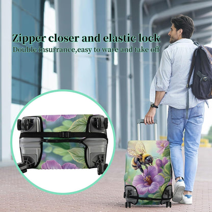 Luggage Cover Plus - Purple Flowers Travel Suitcase Cover for 26-28 inch Luggage with Concealed Zipper, Washable Elastic Cloth, Dustproof, Anti-Scratch