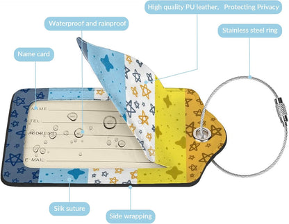 Fun Luggage Tags for Suitcases Leather Name Tag for Luggage Cute Travel Baggage Tags for Carnival Cruise Ships with Funny Patter 2pcs (Star)