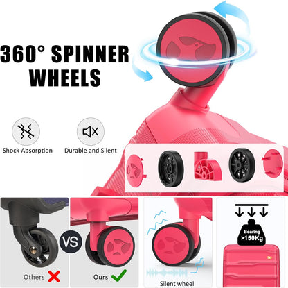 24 Inch Luggage with Spinner Wheels, Hard Shell Suitcase, Lightweight PP Luggages with TSA Lock, Checked-Medium Suitcases 24-Inch, Red