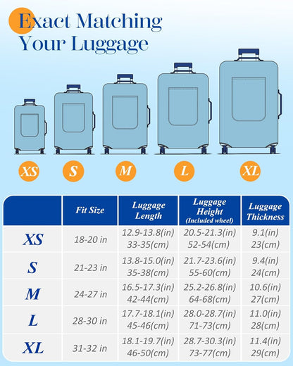 Slohif Luggage Cover for Suitcase Tsa Approved Protector - Luggage Sleeve Large Suit Case Cover Travel Stretch Baggage Case Protective Washable Fit 18-20 Inch Black Tape XS