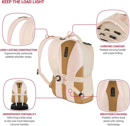 SwissGear Cecil 5505 Laptop Backpack, Cream/Warm Sand, 18-Inch