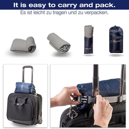 Travel & Camping Comfortable Memory Foam Pillow – Easy to Carry Portable Bag – Temperature Regulating Pillow Case (Grey Contour)