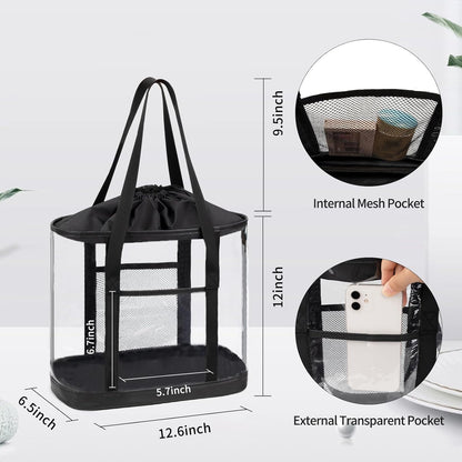 Large Clear Toiletry Bag, Travel Toiletry Bag for Women Men, Waterproof Clear Tote Bag, Transparent Makeup Bag Cosmetic Organizer Portable Bath Shower Bag for Bathroom, Gym, Beach, Swimming, Traveling