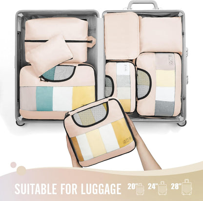 Veken 8 Set Packing Cubes, Travel Gifts for Women Mom, Carry on Suitcase Organizer Bags with Hanging Toiletry Bag and Large Laundry Bag, Travel Essentials Luggage Accessories for Cruise Ship