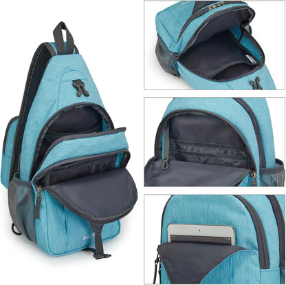 G4Free Sling Bag RFID Blocking Sling Backpack Crossbody Chest Bag Daypack for Hiking Travel(Sky Blue)