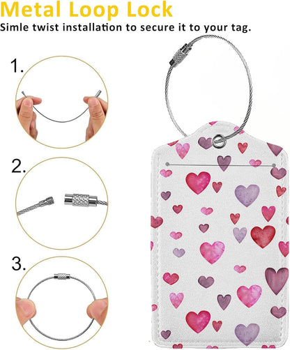 Watercolorful Love Rain Luggage Tag Personalized Luggage Tags for Suitcases,Leather Bag Tags for Backpacks Handbag with Name ID Label Travel Essentials Baggage Tags 2 Pack