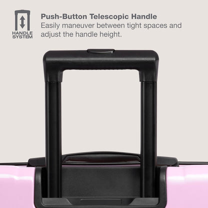 U.S. Traveler Boren Polycarbonate Hardside Rugged Travel Suitcase Luggage with 8 Spinner Wheels, Aluminum Handle, Lavender, Carry-on 22-Inch, USB Port