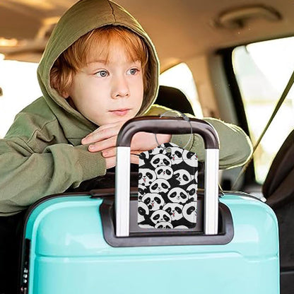 2Pcs Luggage Tag for Suitcase Panda Cartoon Cute Suitcase Tag with Privacy Flap & Name ID Label & Metal Loop,Travel Bag Luggage Tags for Women