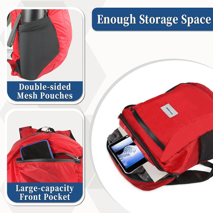 Hiking Daypack - Lightweight & Water-Resistant Portable Backpack for Travel, Camping, Outdoor Adventures(16L, red)