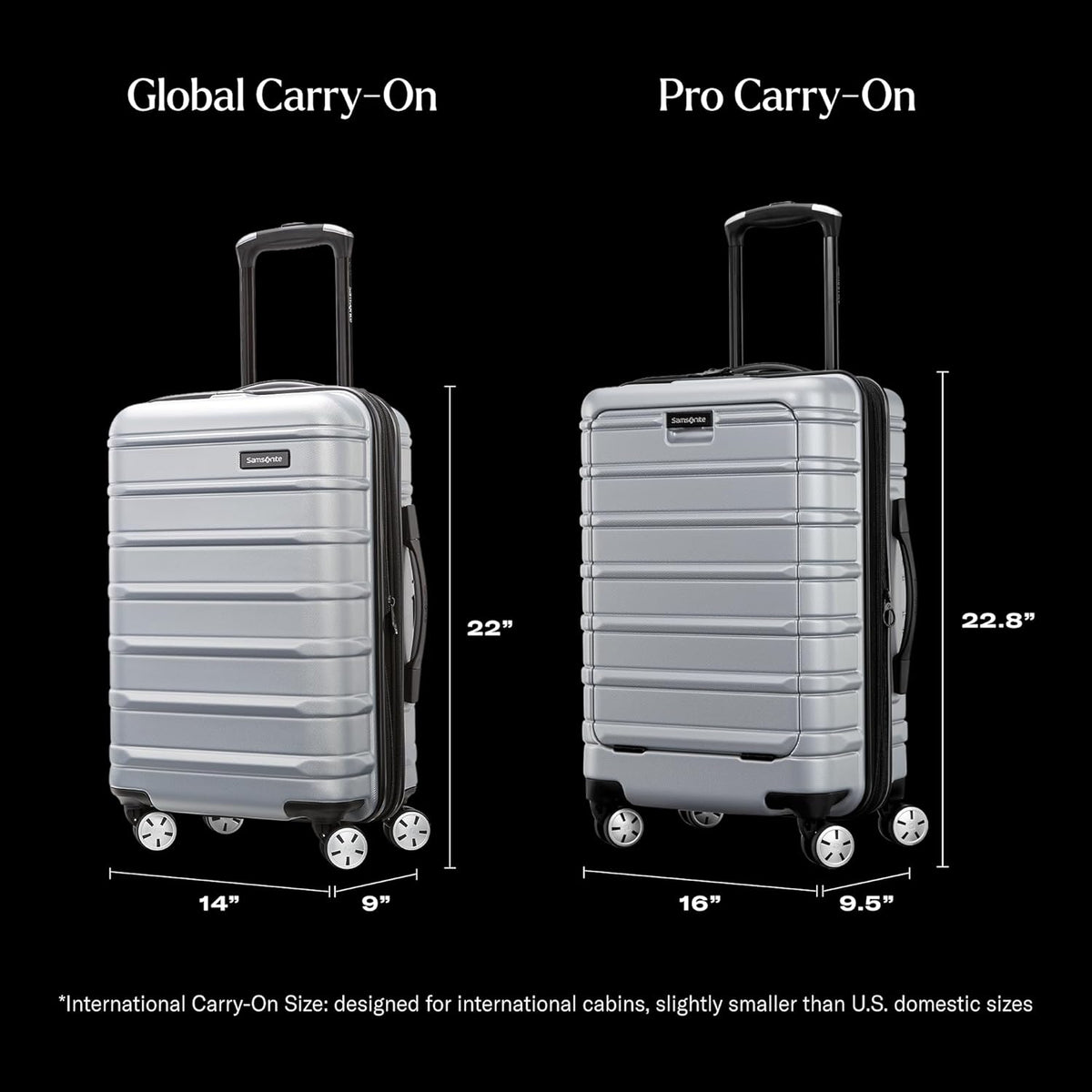 Samsonite Omni 2 International Carry-On Luggage with 360° Spinner Wheels - Scratch Resistant Hardshell - TSA, Airline-Approved - Expandable Polycarbonate Shell for Lightweight Travel - Rose Gold