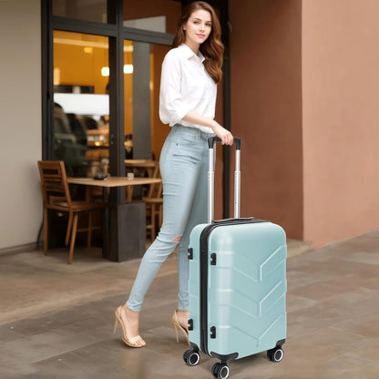 Hardside Carry On Luggage 22x14x9 Airline Approved with Spinner Wheels, Lightweight 20-inch Carry-On Suitcase for Men & Women, Green