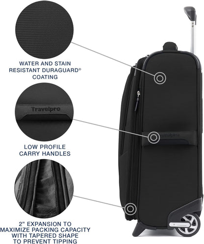 Travelpro Maxlite 5 Softside Expandable Upright 2 Wheel Carry on Luggage, Lightweight Suitcase, Men and Women, Black, Carry On 20-Inch