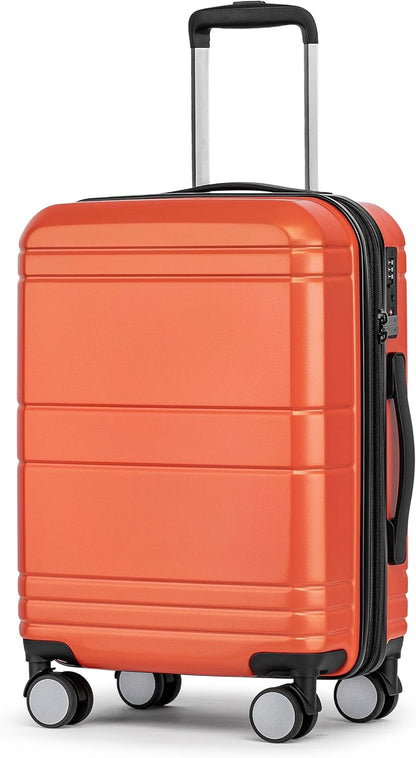 KYME Carry On Luggage 22x14x9 Airline Approved with TSA Lock Hard Shell Carry On Suitcase Lightweight Suitcases with Wheels Small Luggage for Men Women,Carry-On 20 Inch,Orange