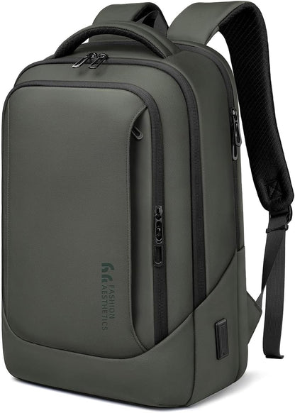 hk Laptop Backpack for Men with USB Charging Port for Business Work College Travel (Green, 17.3 inch)