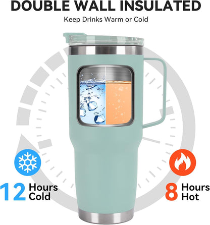 HASLE OUTFITTERS 30oz Tumbler With Handle, Insulated Travel Coffee Mug With Straw Leak-Proof Double Wall Stainless Steel Vacuum Tumblers Metal Cup with Straw for Hot and Cold Drink
