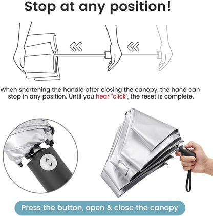 G4Free 43 Inch Travel Umbrella Ultralight UPF 50+ UV Protection Compact Sun Umbrella, Double Canopy Super Slim Small Portable Automatic Anti-bounce Close