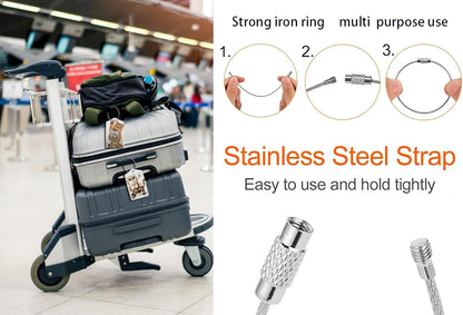 2 Pack Luggage Tags for suitcases Cute Funny cat Luggage Tag, Leather Stainless Steel Loop Label Tag for Men Women Travel Bag Suitcase（2 cat）