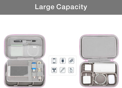 MOSISO Electronic Organizer Travel Case Compatible with MacBook Power Adapter, Compatible with Magic Mouse & Pencil, SD Card, USB Flash Disk with 4 Modular Insert & 2 Cable Tie & Snap Hook, Pink