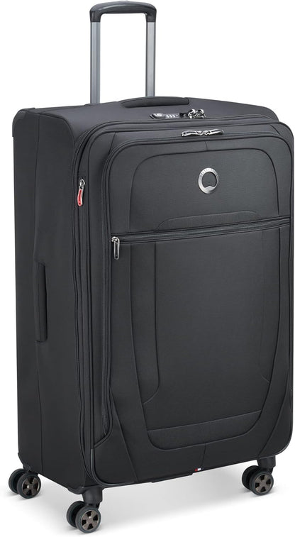 DELSEY PARIS Helium DLX Softside Expandable Luggage with Spinner Wheels, Black, Checked-Large 29 Inch