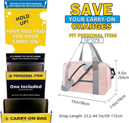 15 Inch Small Carry On Bags for Airplanes Spirit Airlines Personal Item Bag Underseat Foldable Travel Duffle Gym Bags for Women Men(20L,Pink)