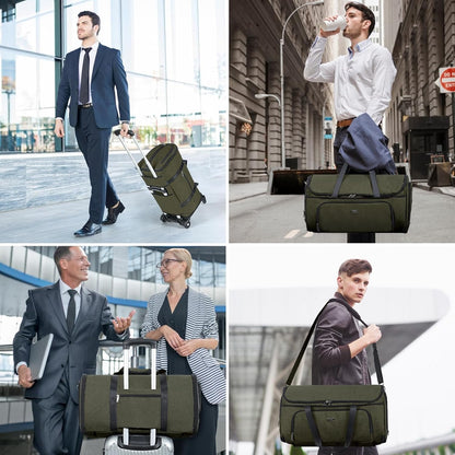 Garment Bags with Wheels, Garment Convertible Weekender Bags, Large Garment Bags for Travel, Duffle Luggage Bag Garment Bag (Army Green, Medium)
