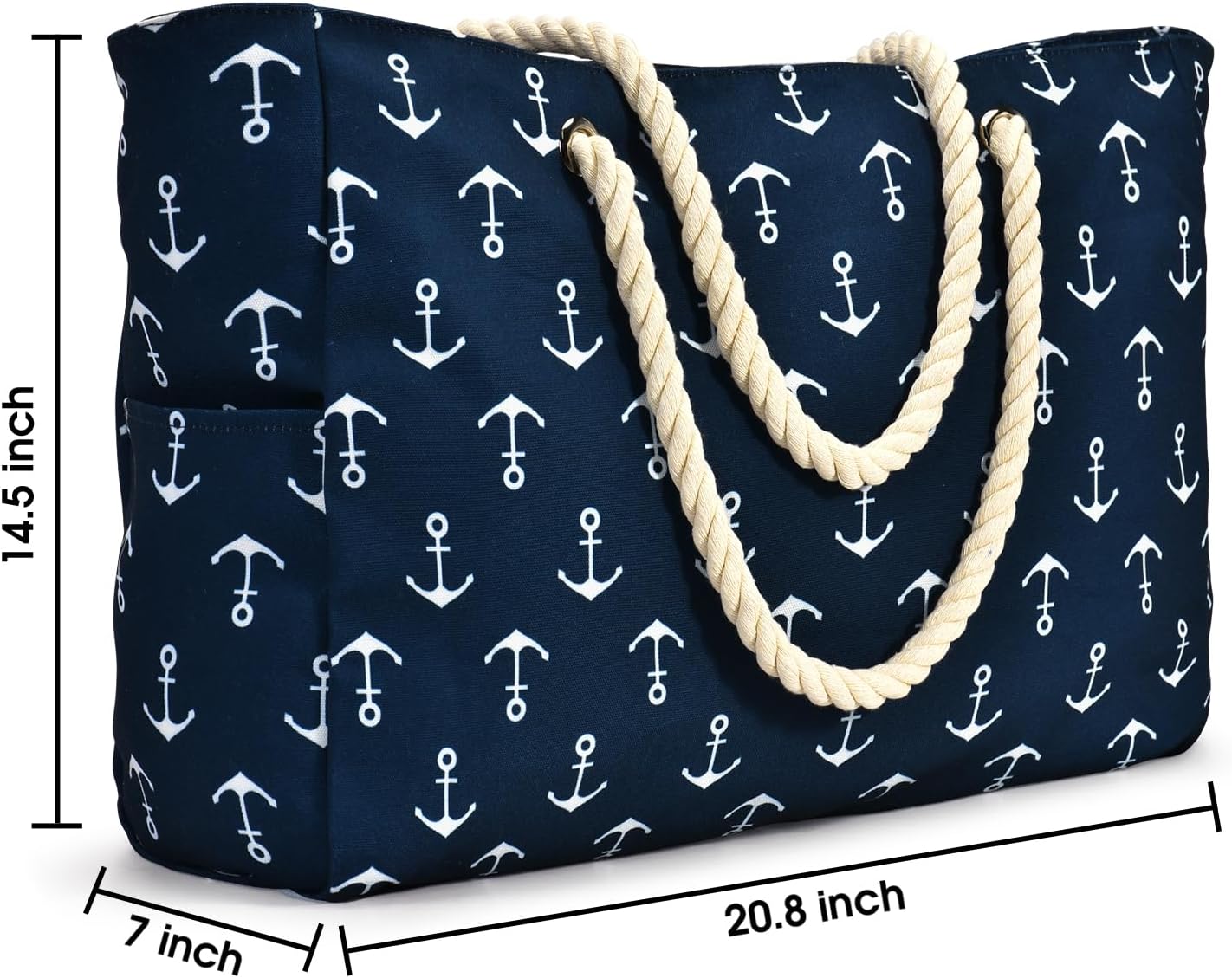 Becokan Beach Bag Large Beach Tote Bag for Women Waterproof Sandproof Swim Pool Bag With Zipper