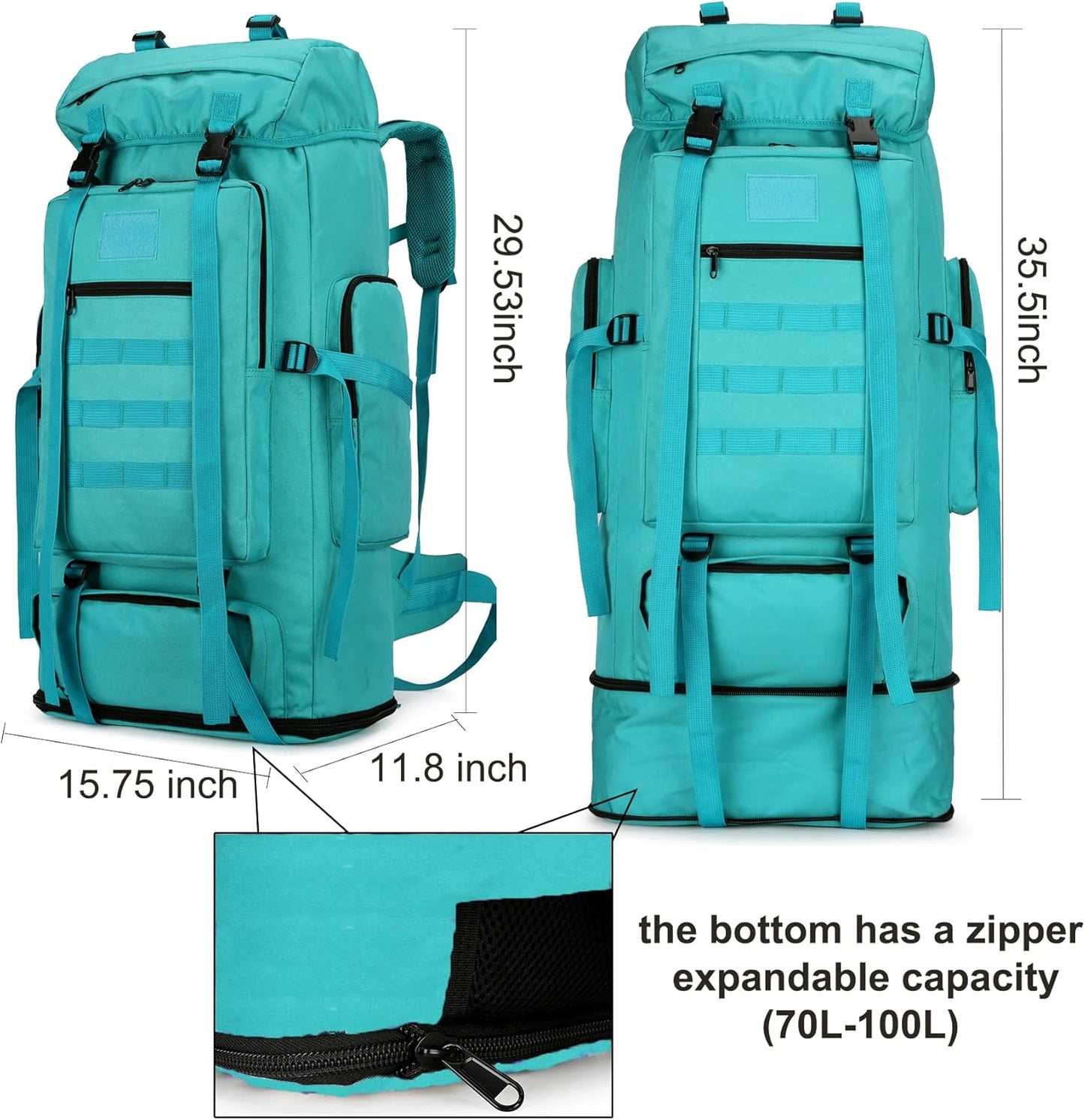 Hiking Backpack for Men 70L/100L Camping Backpack Military Rucksack Molle 3 Days Assault Pack for Climbing