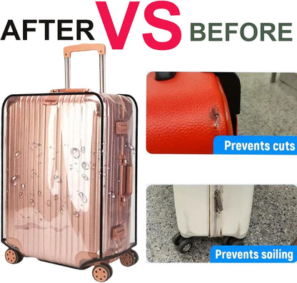 Luggage Cover Protector Fits 20 24 28 Inch Clear PVC Waterproof Suitcase Covers Travel Luggage Sleeve Tsa Approved